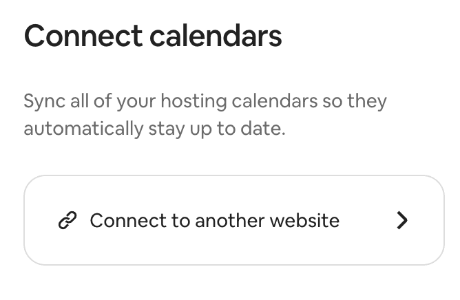 Connect calendars section with Connect to another website option